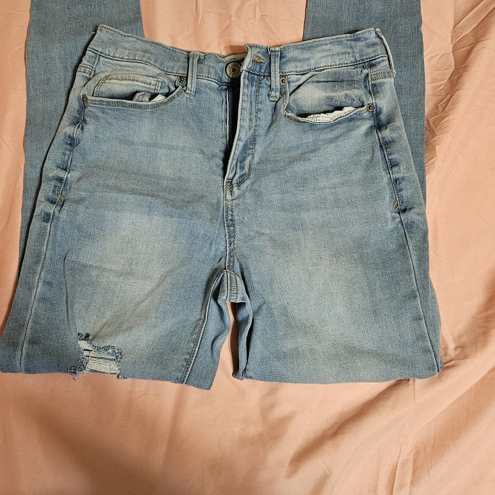 Light Blue Junior's Distressed Jeans